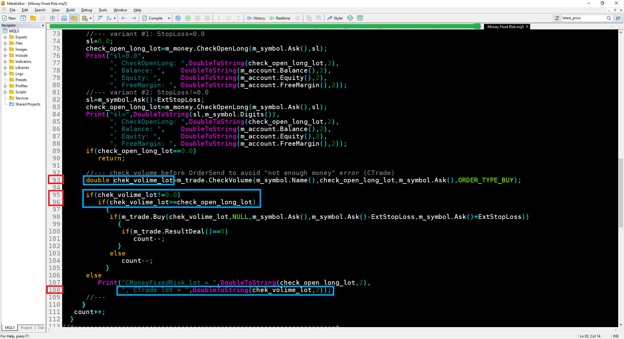 Money Fixed Risk - expert for MetaTrader 5