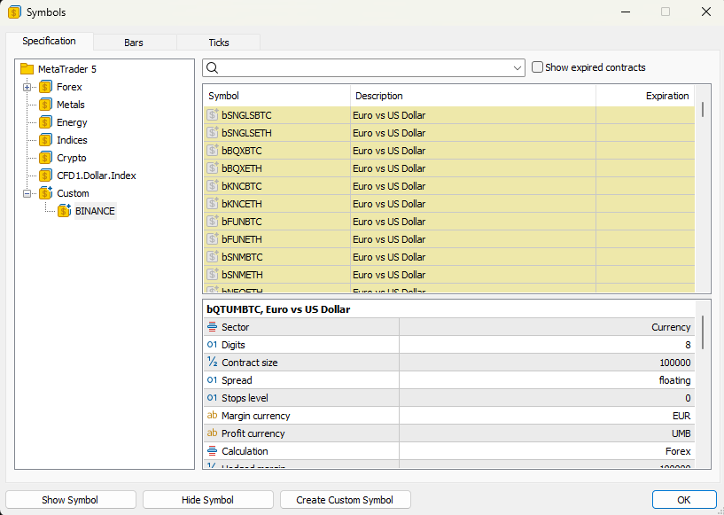BinanceQuotesDownloader - script for MetaTrader 5