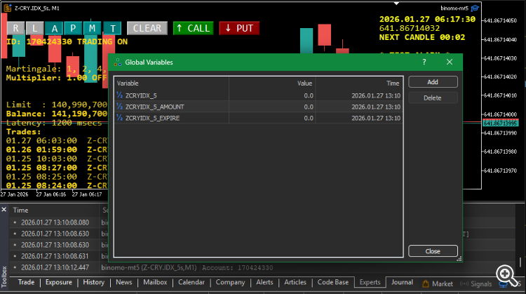 Binary tradng based on candle colors - indicator for MetaTrader 5