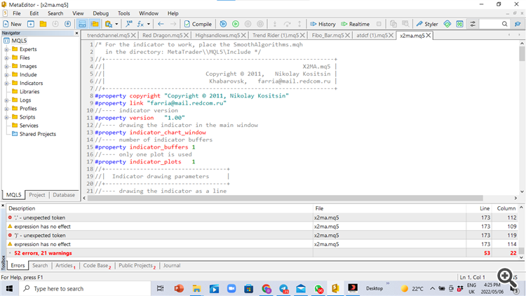 X2MA - indicator for MetaTrader 5