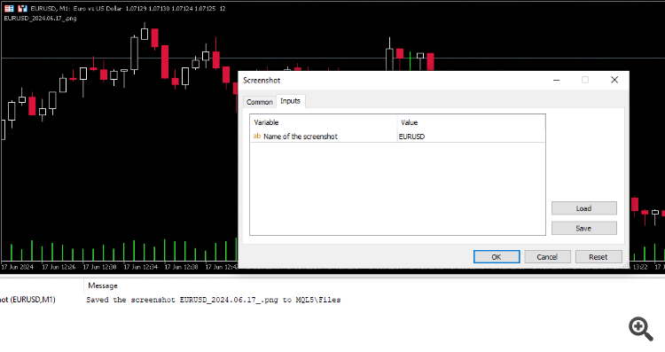 Screenshots with keyboard key press - expert for MetaTrader 5