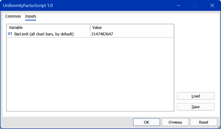 Uniformity Factor Script - script for MetaTrader 5