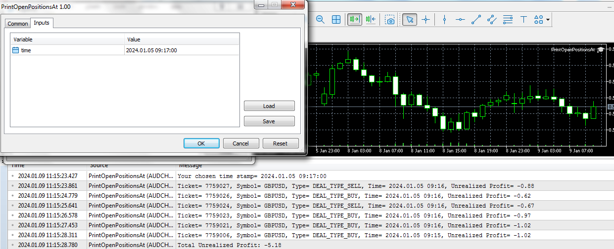 Calculate unrealized profit(s) at a specific time in history - script for MetaTrader 5