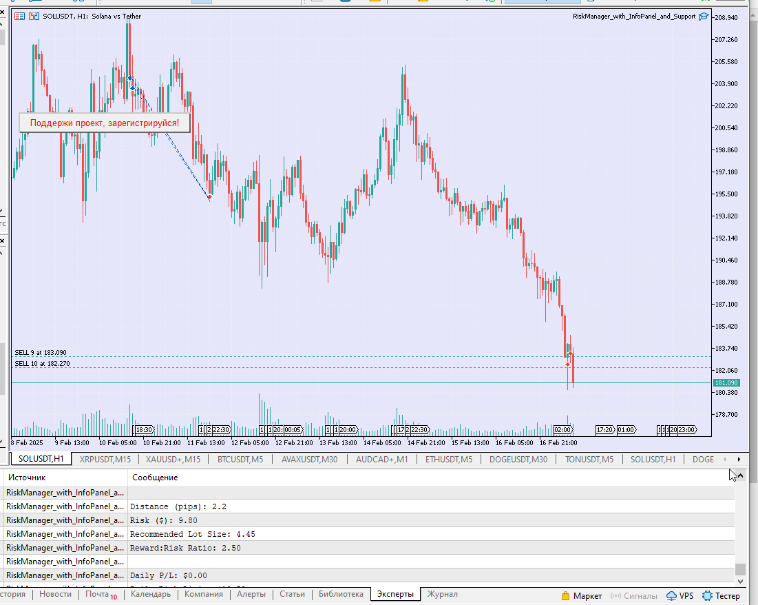 RiskManager with InfoPanel and Support - expert for MetaTrader 5