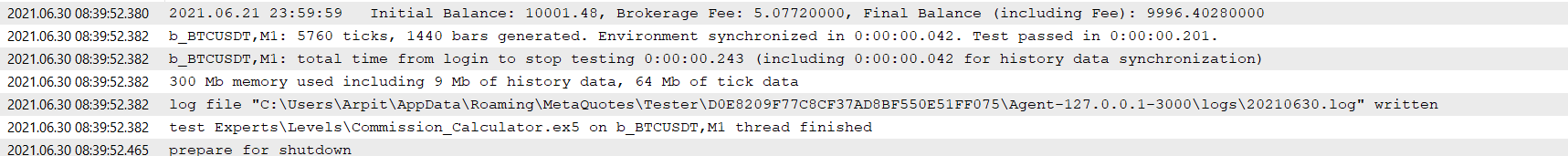 OnTester Commission Calculator - expert for MetaTrader 5