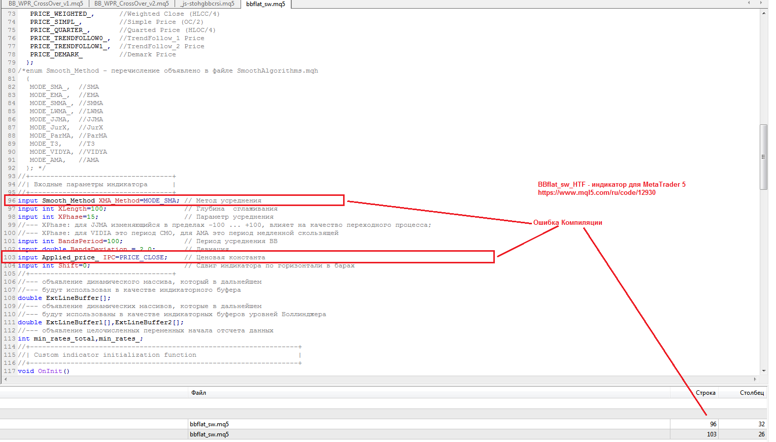 BBflat_sw_HTF - indicator for MetaTrader 5