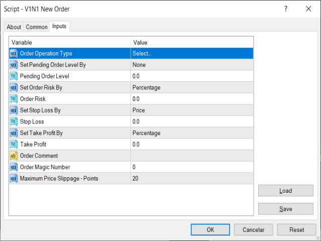 V1N1 新订单 - MetaTrader 4 脚本