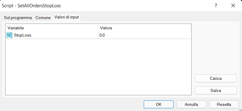 Set Stoploss to All Orders - script for MetaTrader 4