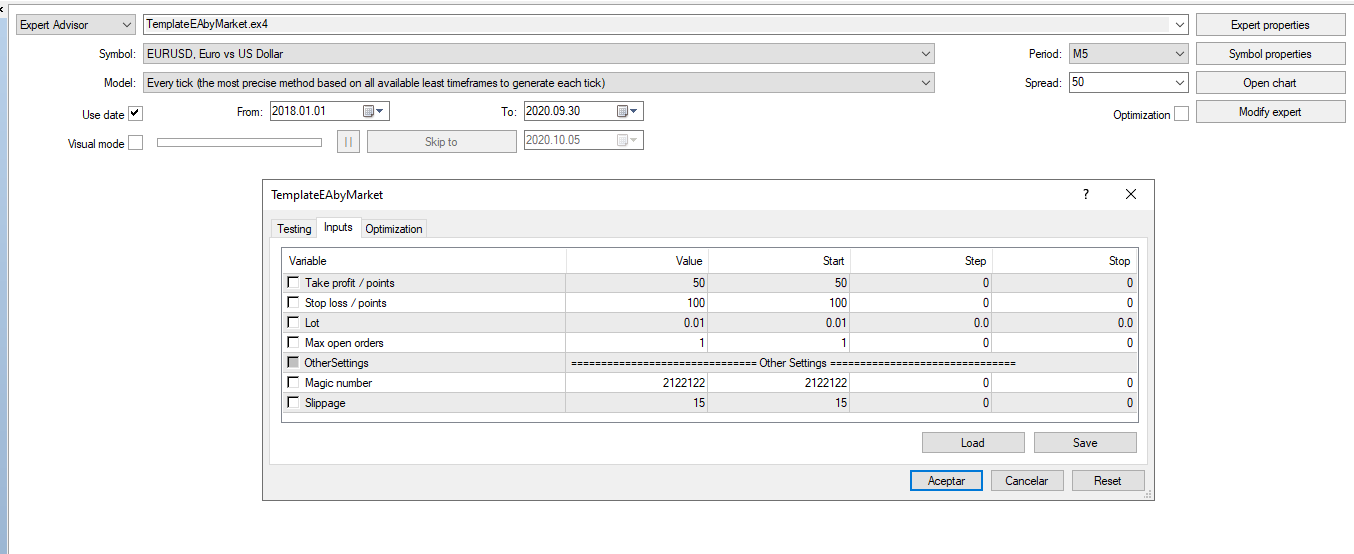 EA template for the market - expert for MetaTrader 4