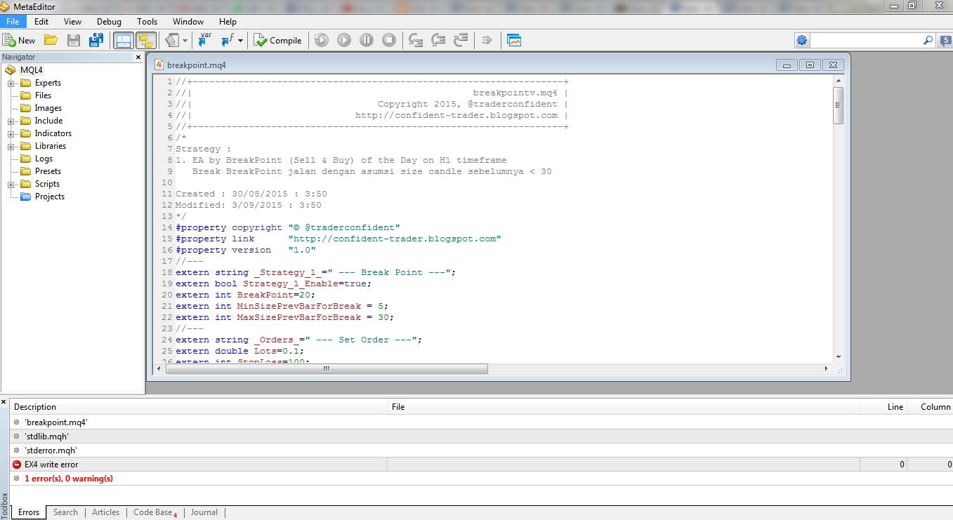 Daily Break Point - expert for MetaTrader 4
