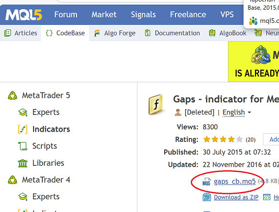 Gaps - indicator for MetaTrader 5