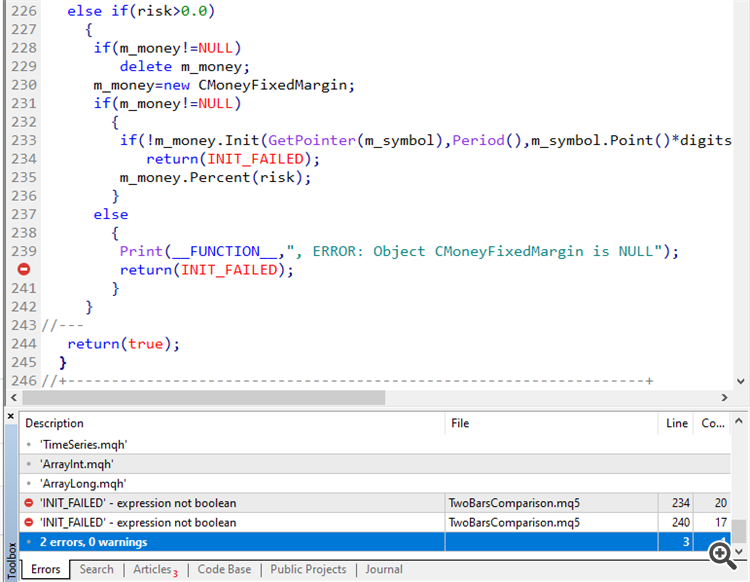 TwoBarsComparison - expert for MetaTrader 5