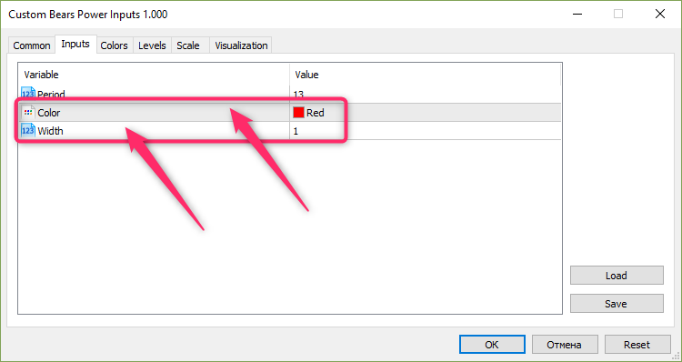Custom Bears Power Inputs - indicator for MetaTrader 5