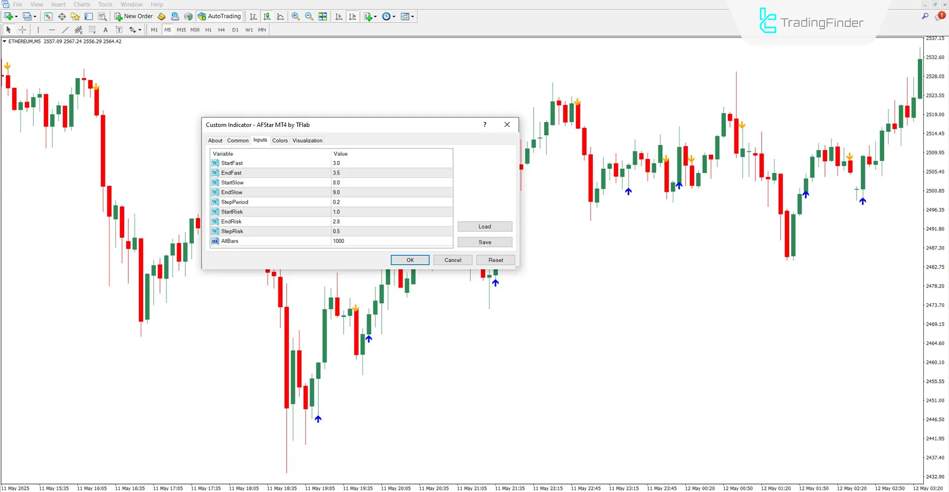 Settings panel of the AF Star Indicator