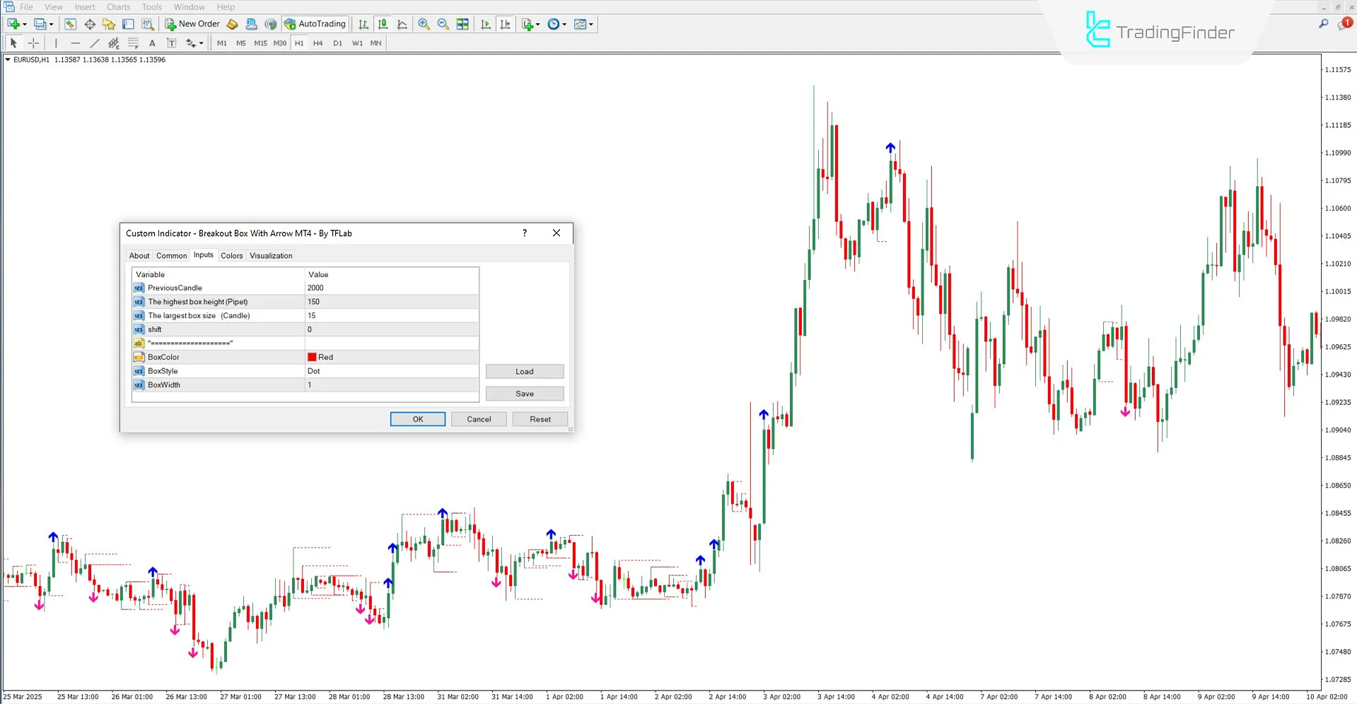 Settings section in Breakout Box with Arrow Indicator