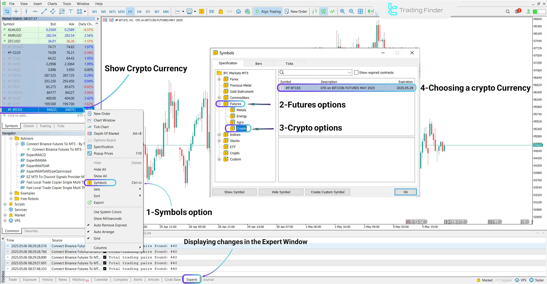 Creating a cryptocurrency in the Connect Binance Futures to MT5 Expert