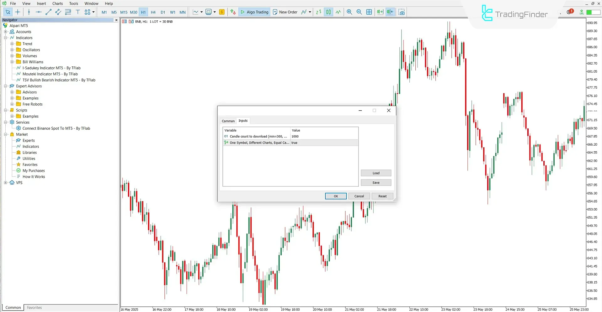 Settings Panel of Binance Spot to MMT5 Expert