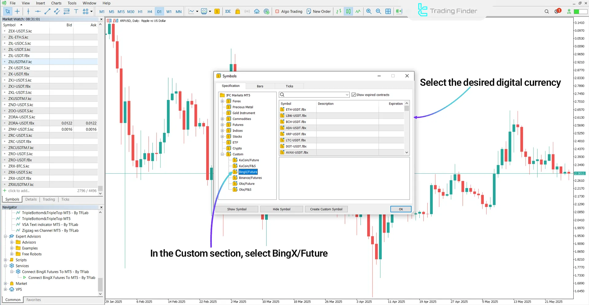Steps to Add Cryptocurrencies in the BingX Futures to MT5 Expert Advisor