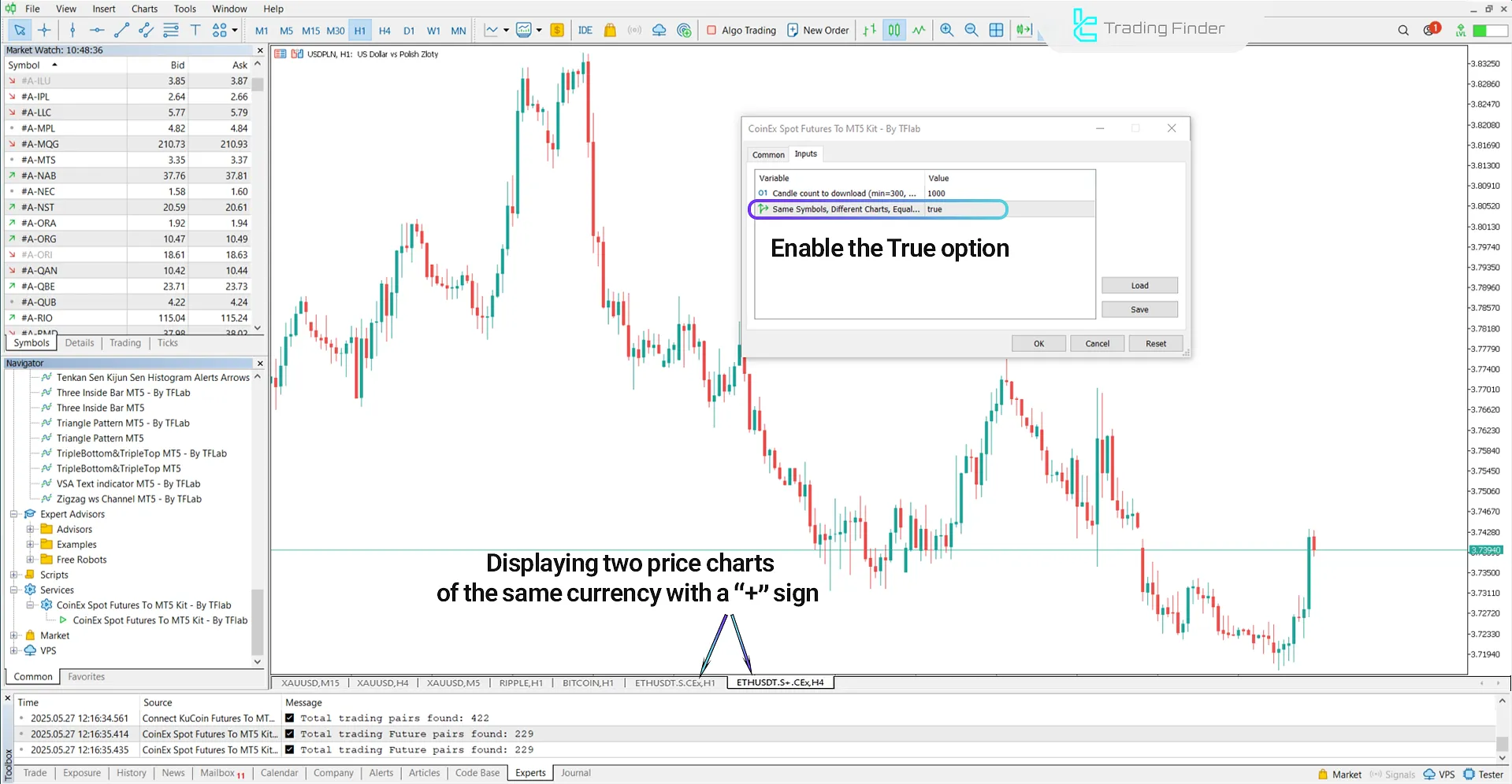 Ability to add two price charts for the same asset by enabling the True option