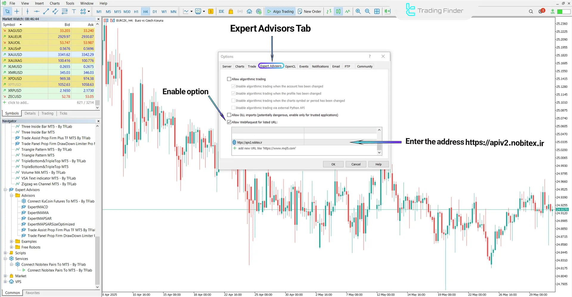 Steps to activate Nobitex to MT5 connector service