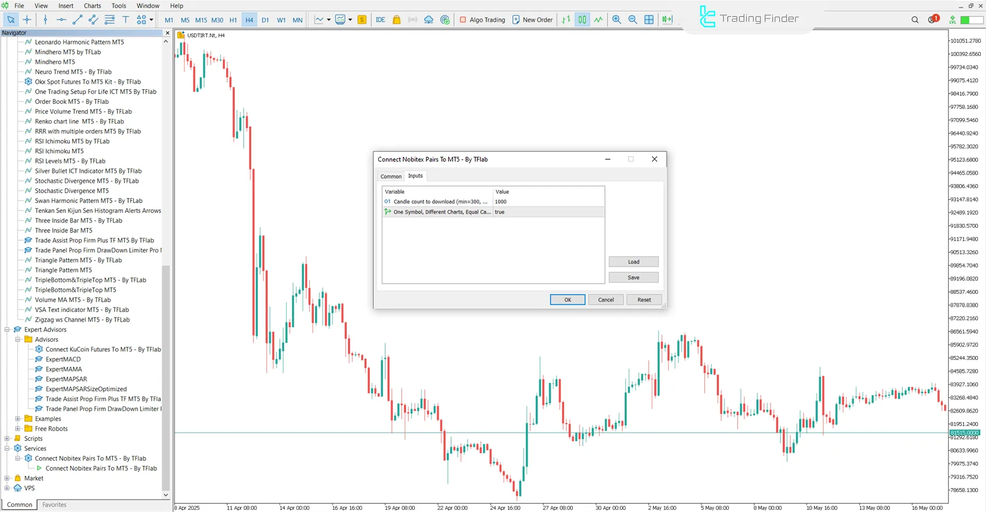 Settings for the Nobitex Pairs to MT5 EA