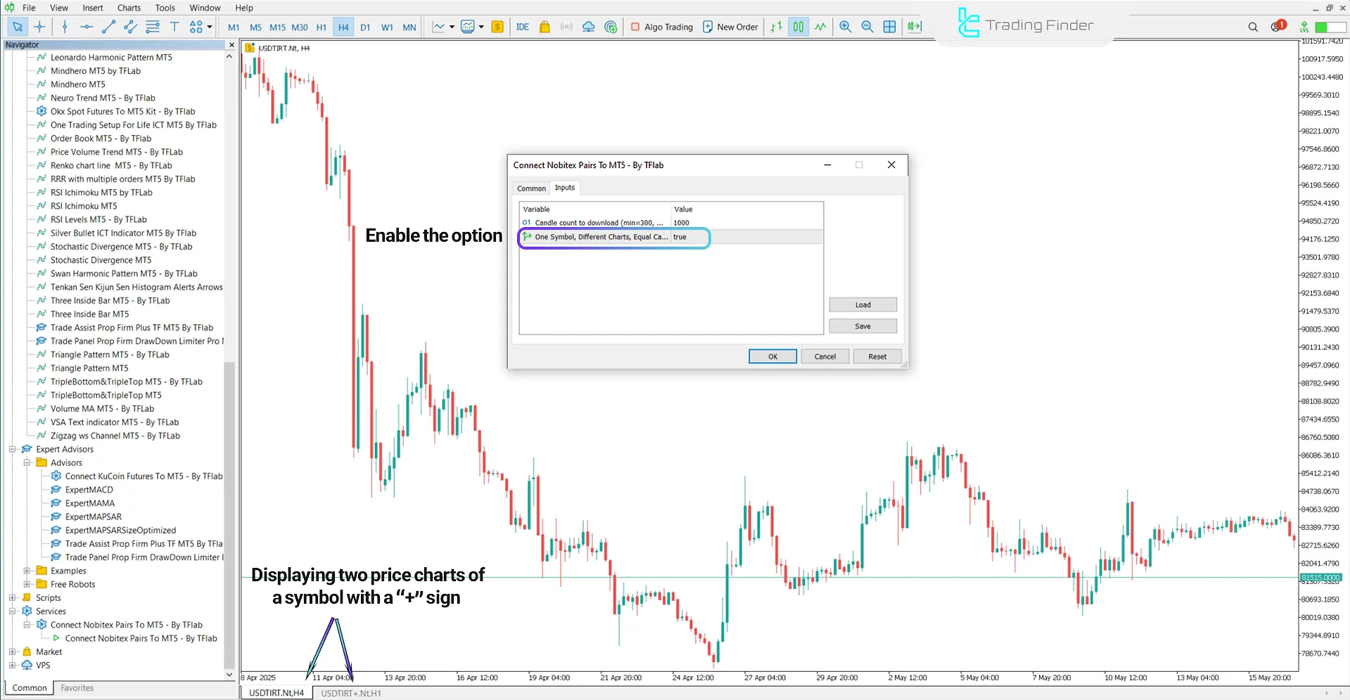 Adding two charts for the same Nobitex symbol