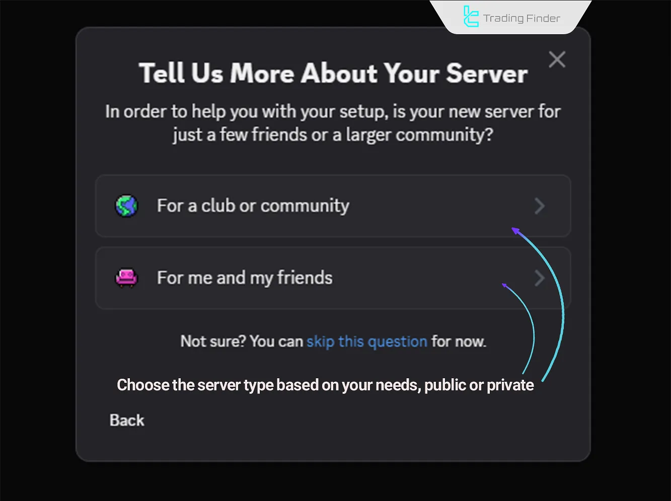 Choosing a server in the Discord Signal Sender EA