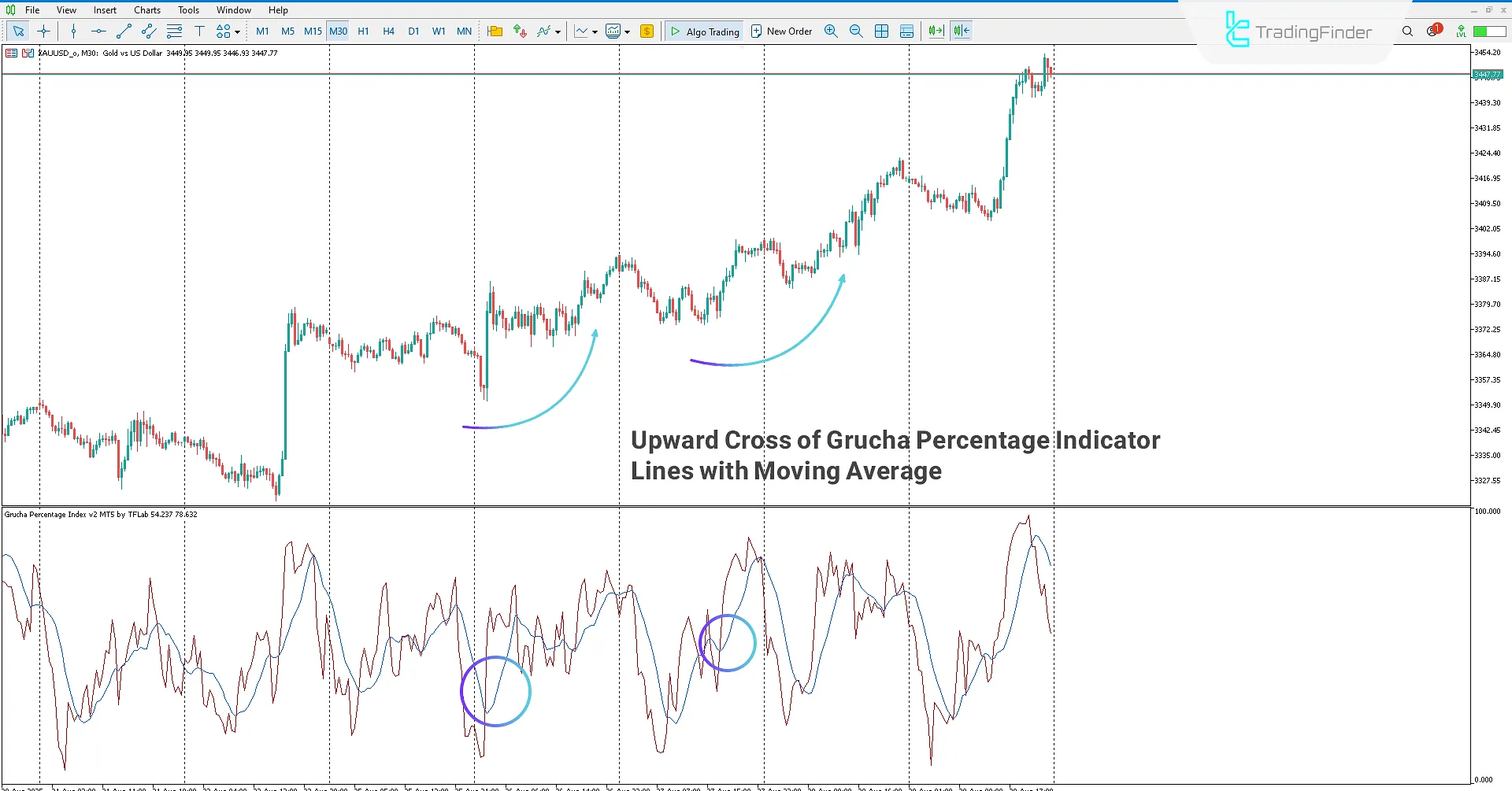 Buy Trading Signal with Grucha Percentage Index Indicator