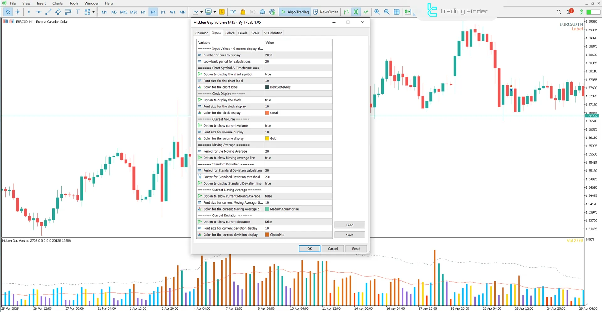 Hidden Gap Volume Indicator Settings