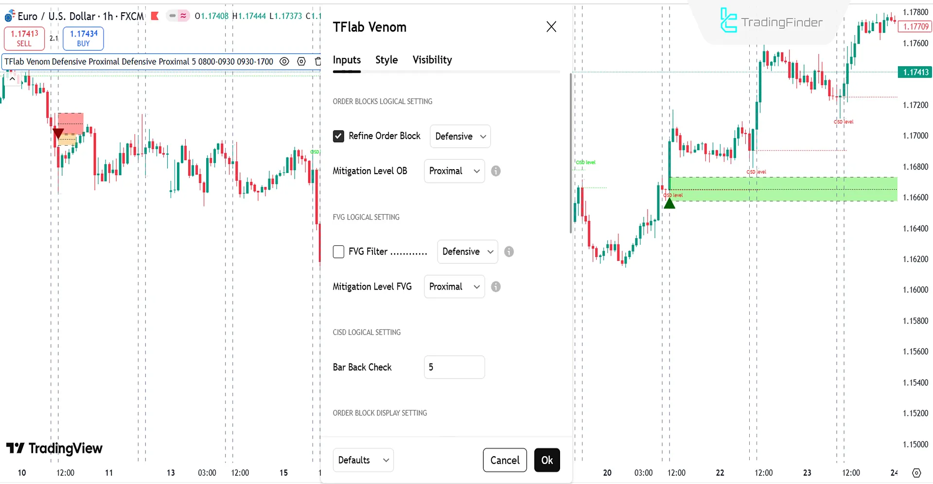 Settings section of the ICT Venom Trading Model Indicator