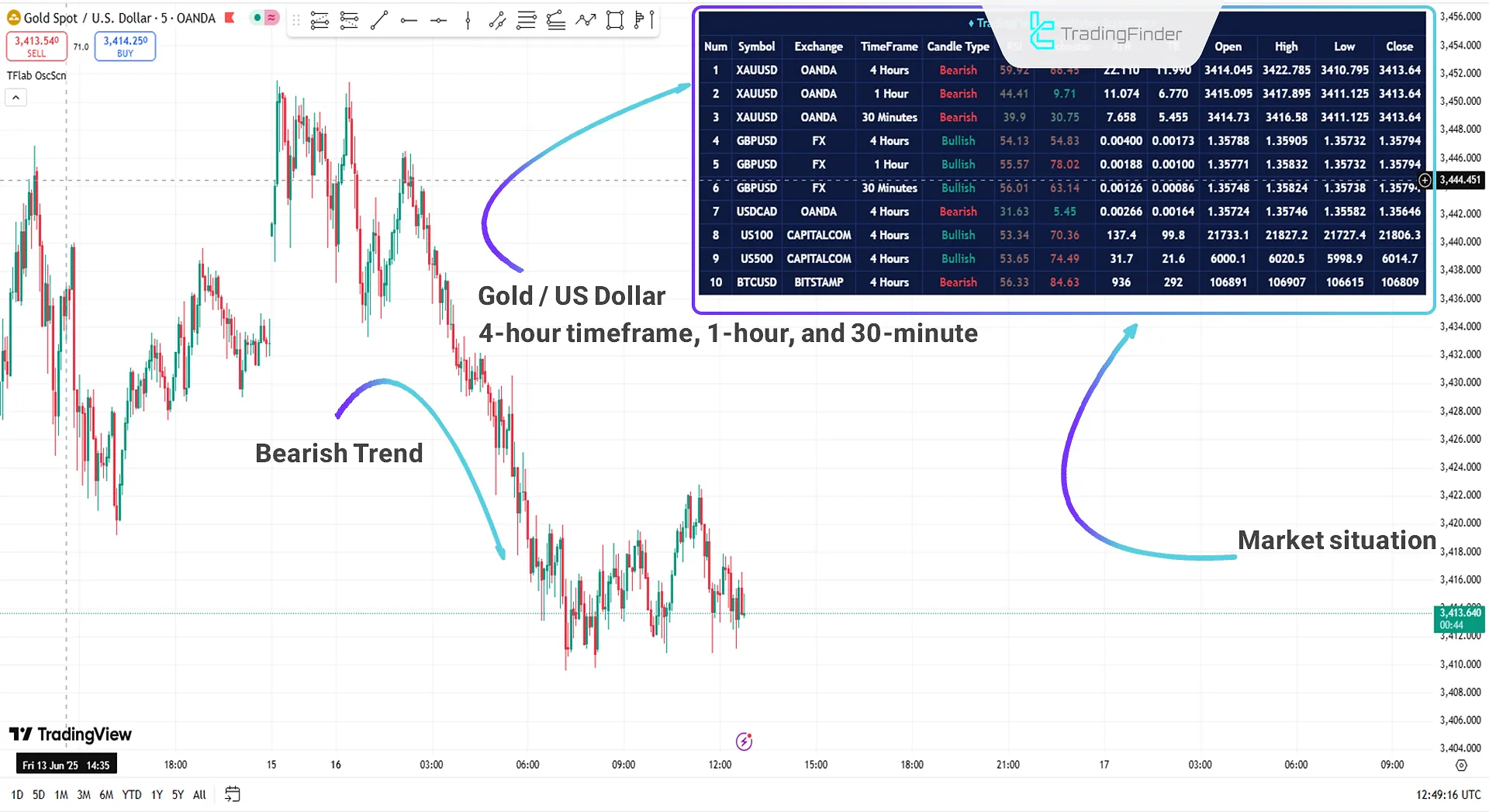 Specialized panel providing multiple data points
