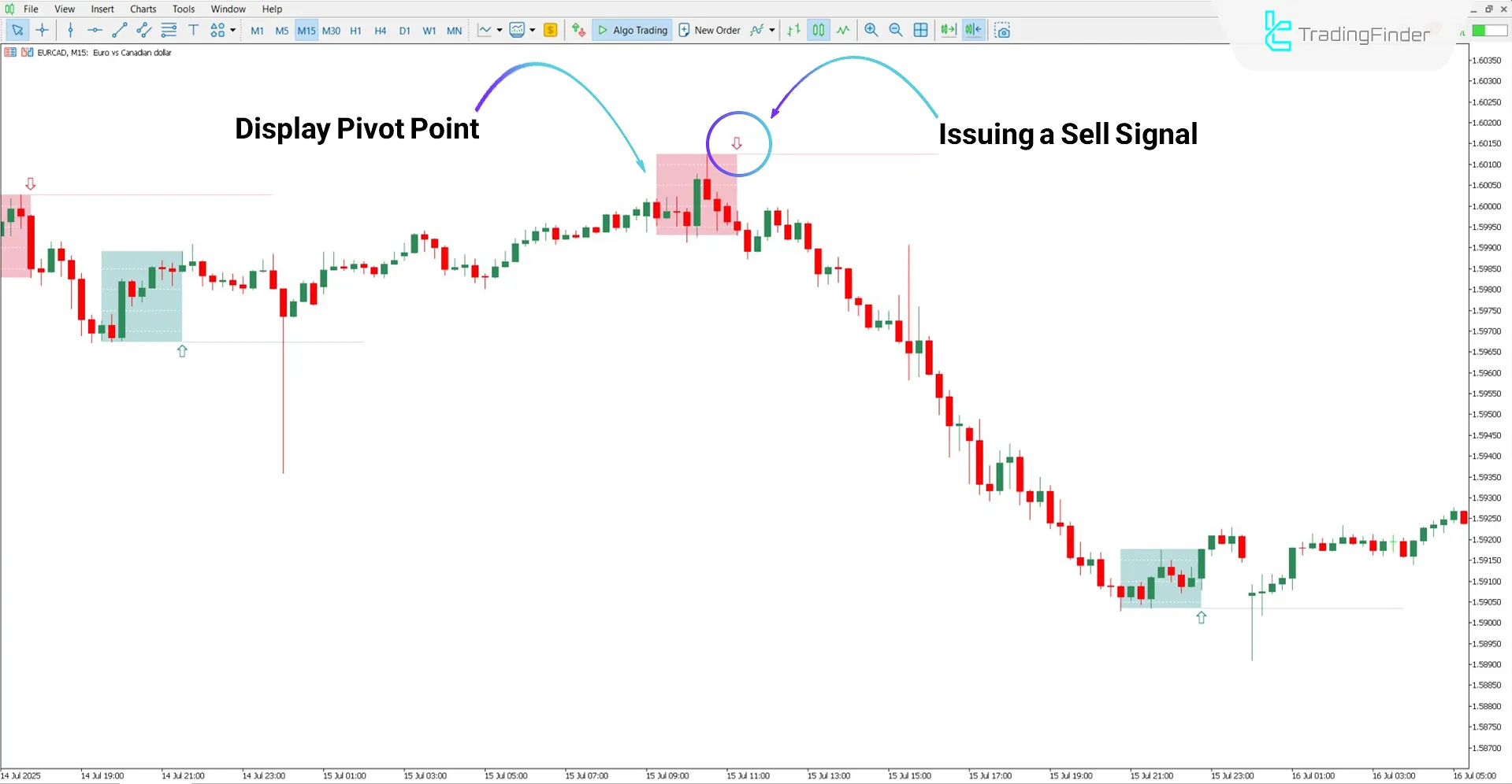 Bearish trend analysis using the N Bar Reversal Detector Indicator