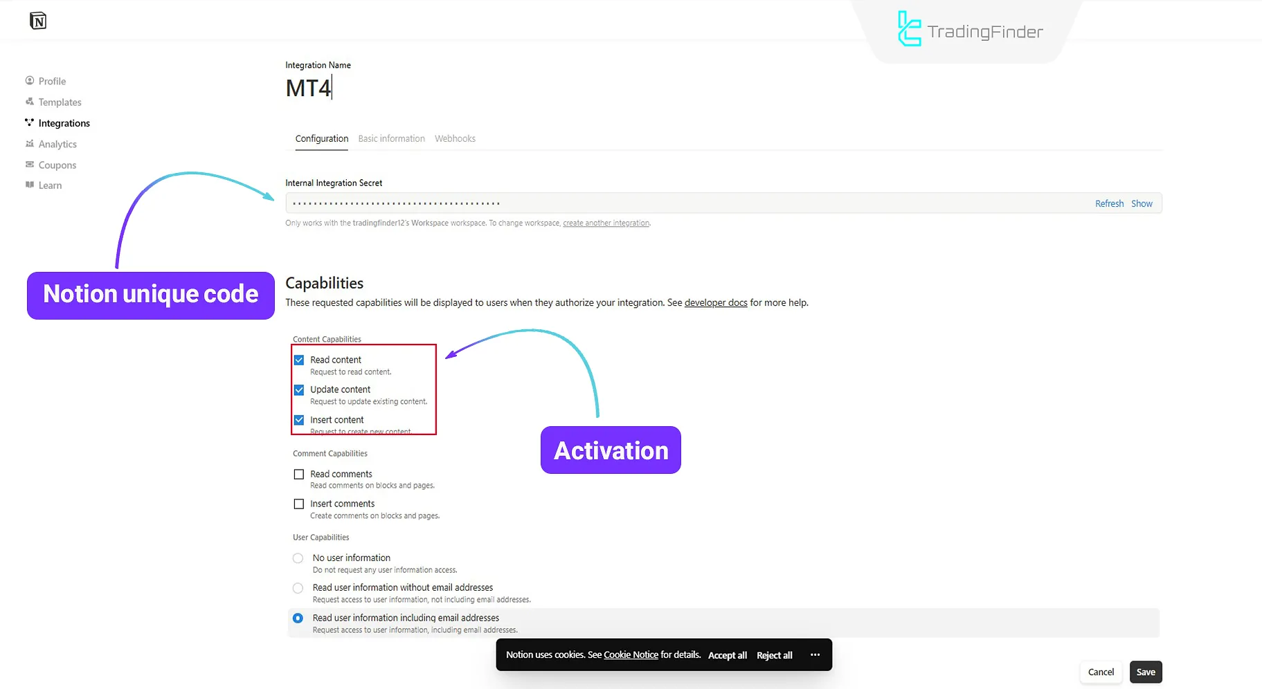 Obtaining Notion's unique code