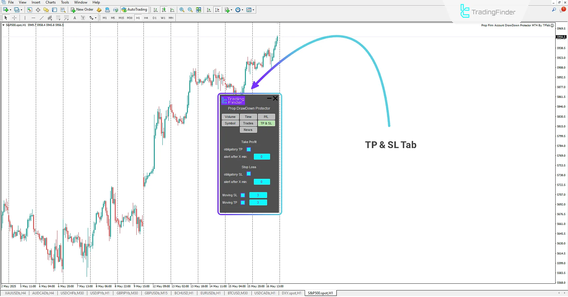 TP & SL Tab (Take Profit & Stop Loss)