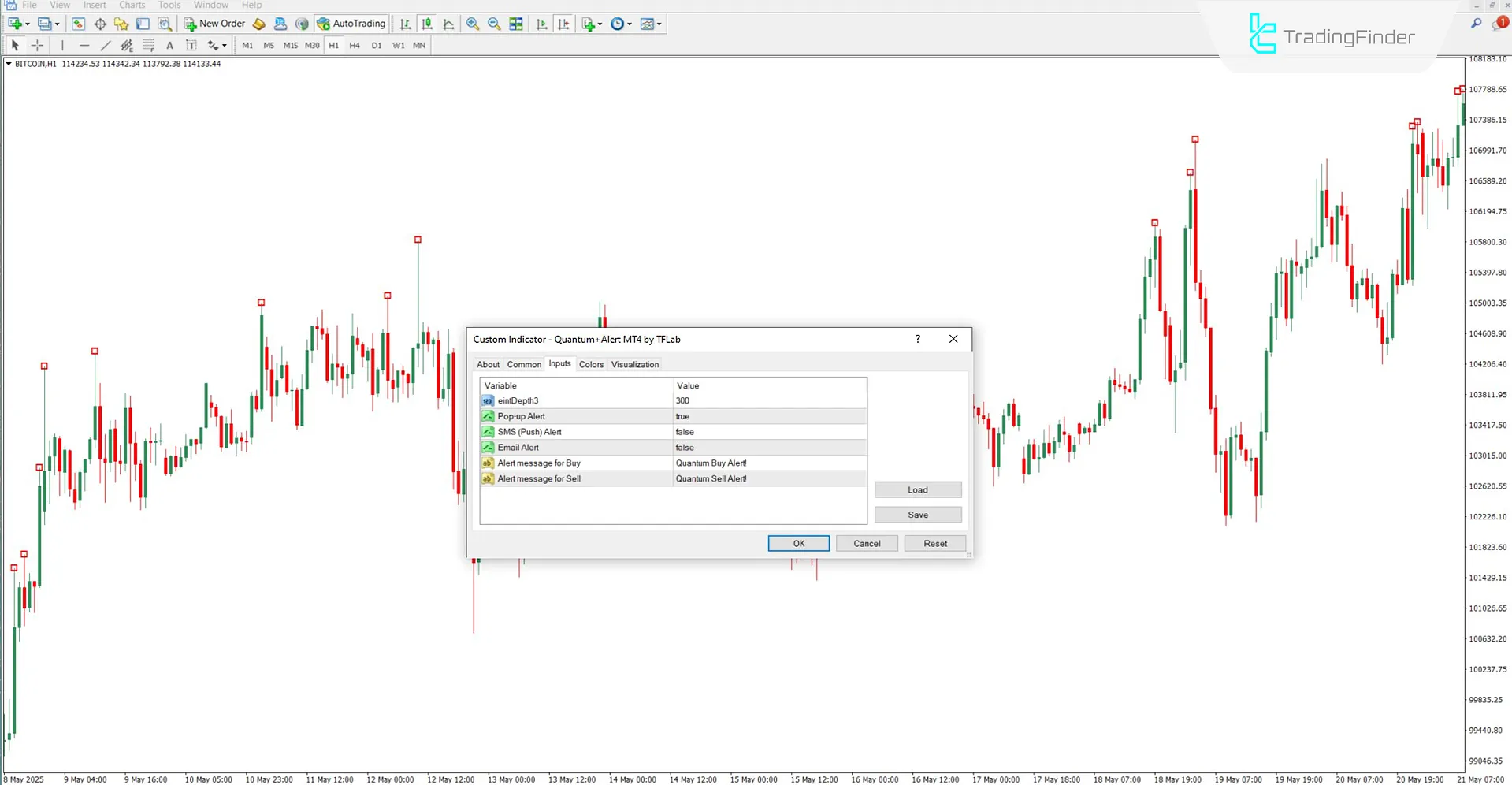 Settings section of the Quantum with Alert Indicator