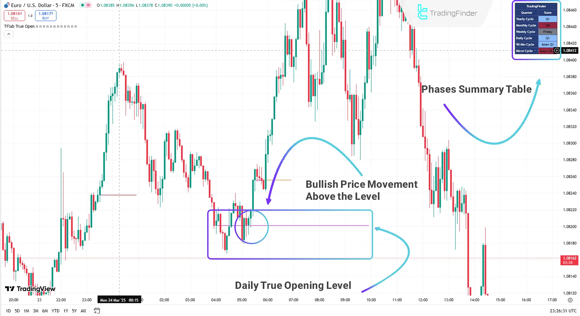 Daily True Open Level Drawn