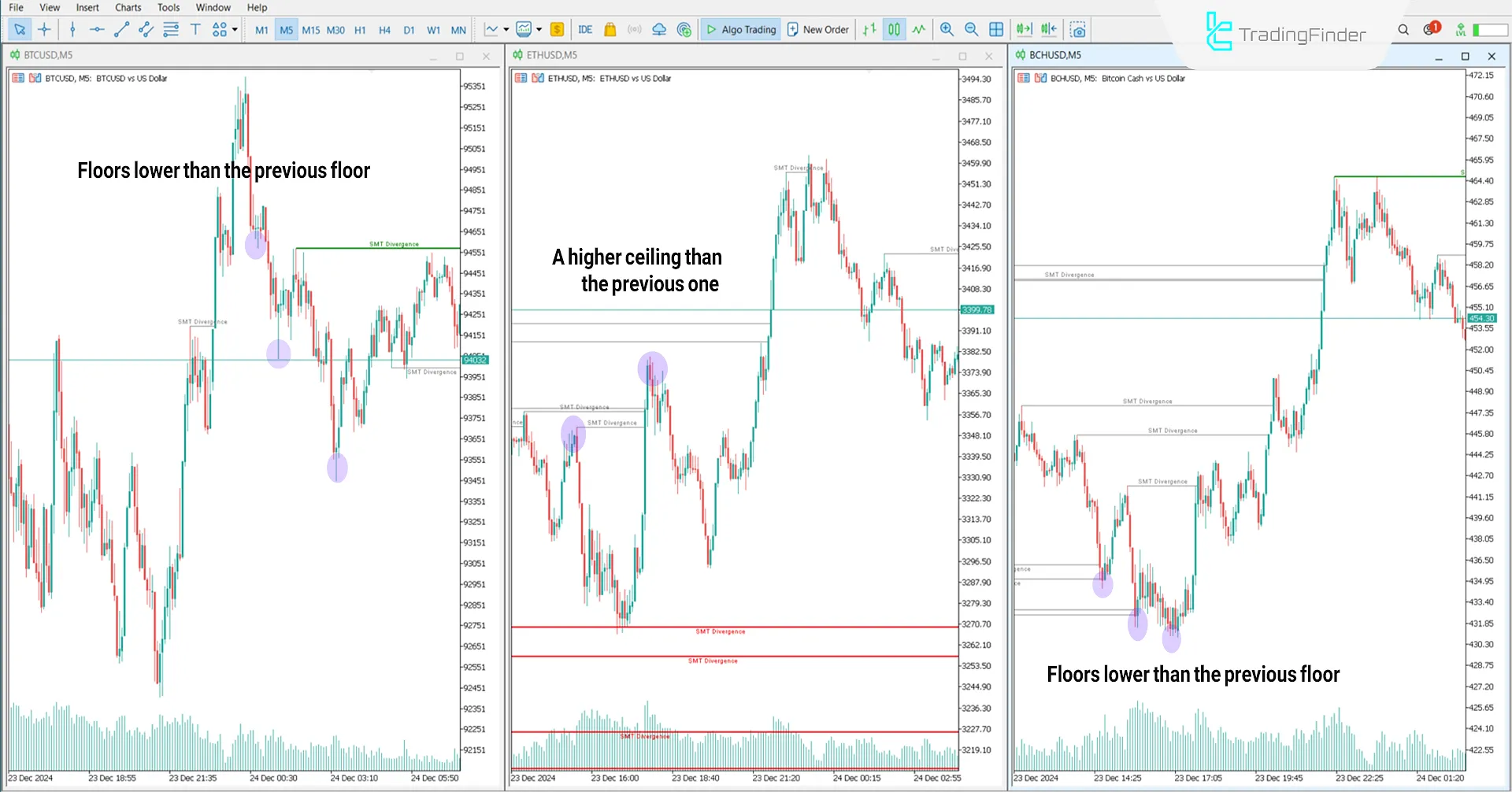 Bullish trend conditions for the Smart Money Divergence indicator