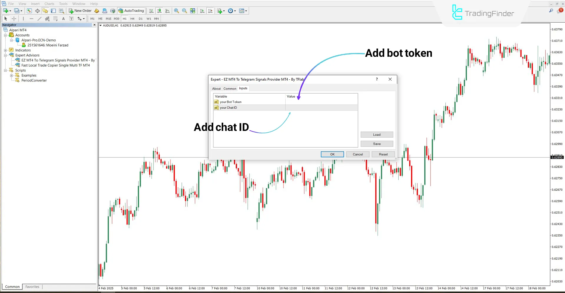 Running the MT4 to Telegram EZ Signal Sender Expert
