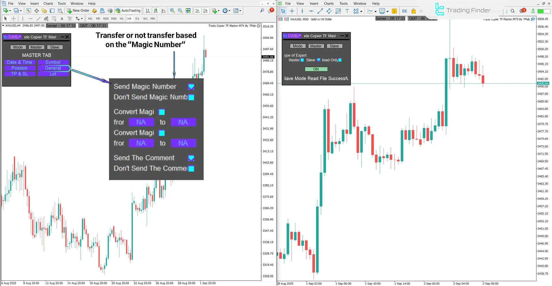 Transfer based on Magic Number in Trade Copier TF Master Expert Advisor