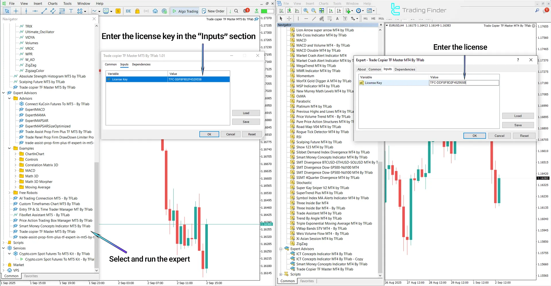 Steps to activate Trade Copier TF Master Expert Advisor