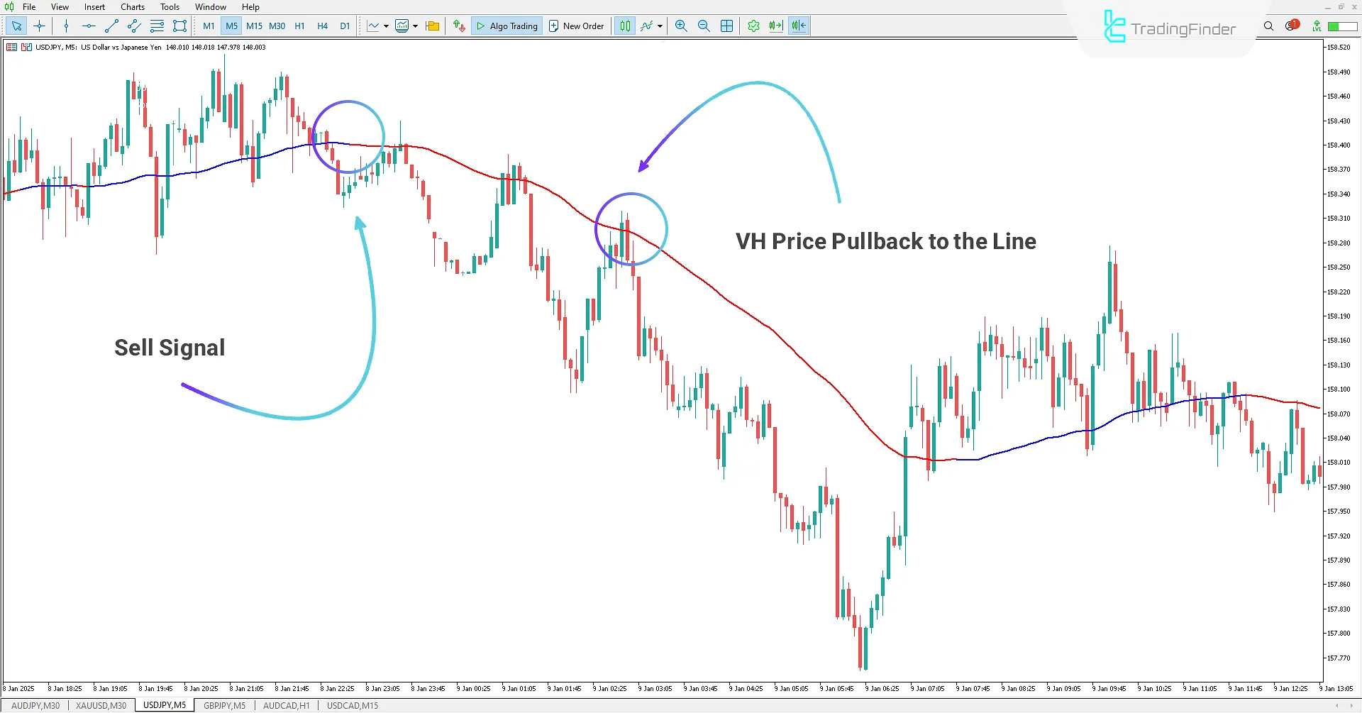 Identifying a Bearish Trend using the VH Indicator