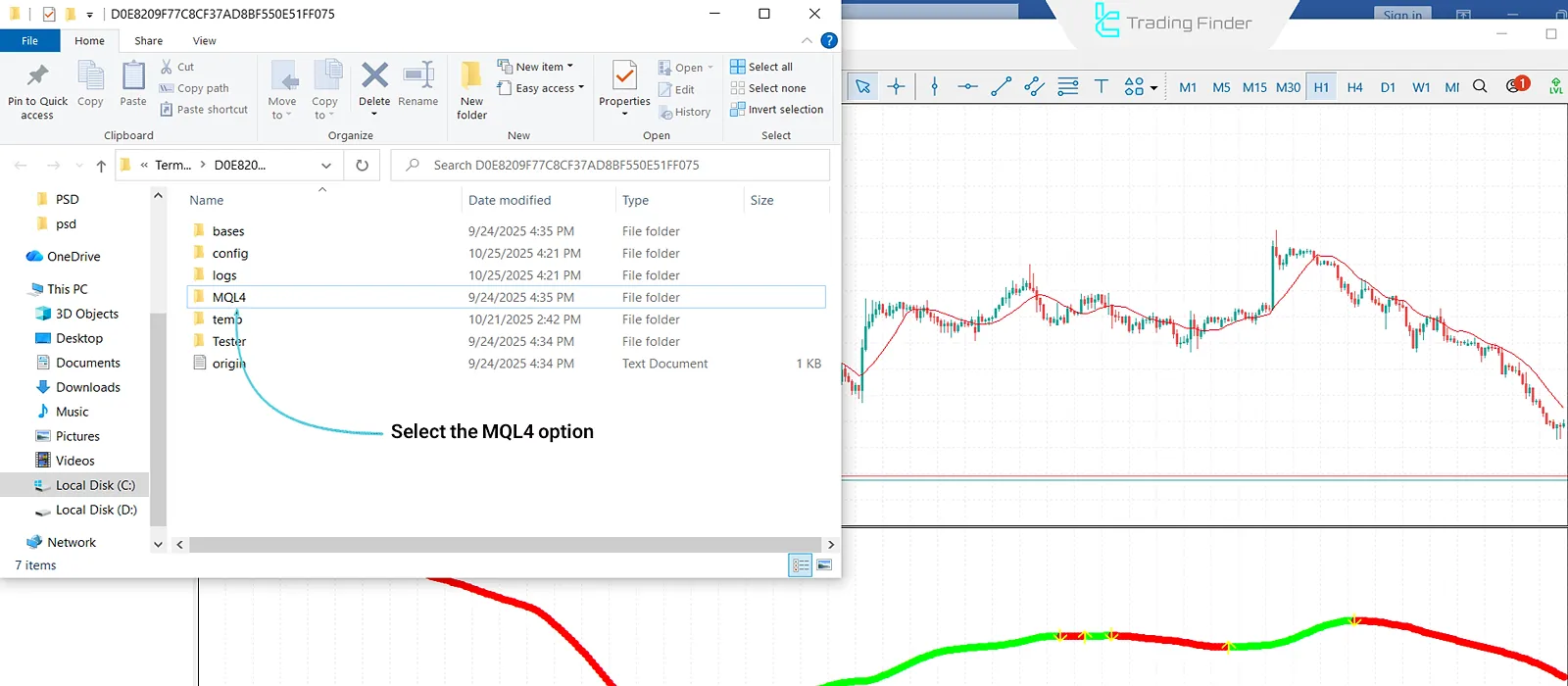 Selecting the MQL4 option in MT4